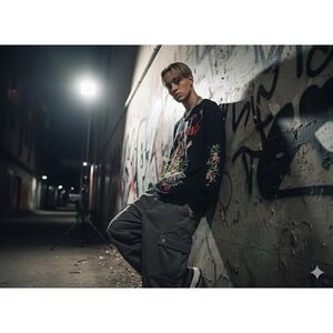 Reason Clothing Mens Black Tiger Koi World Tour‎ Long Sleeve Graphic Tee Small
